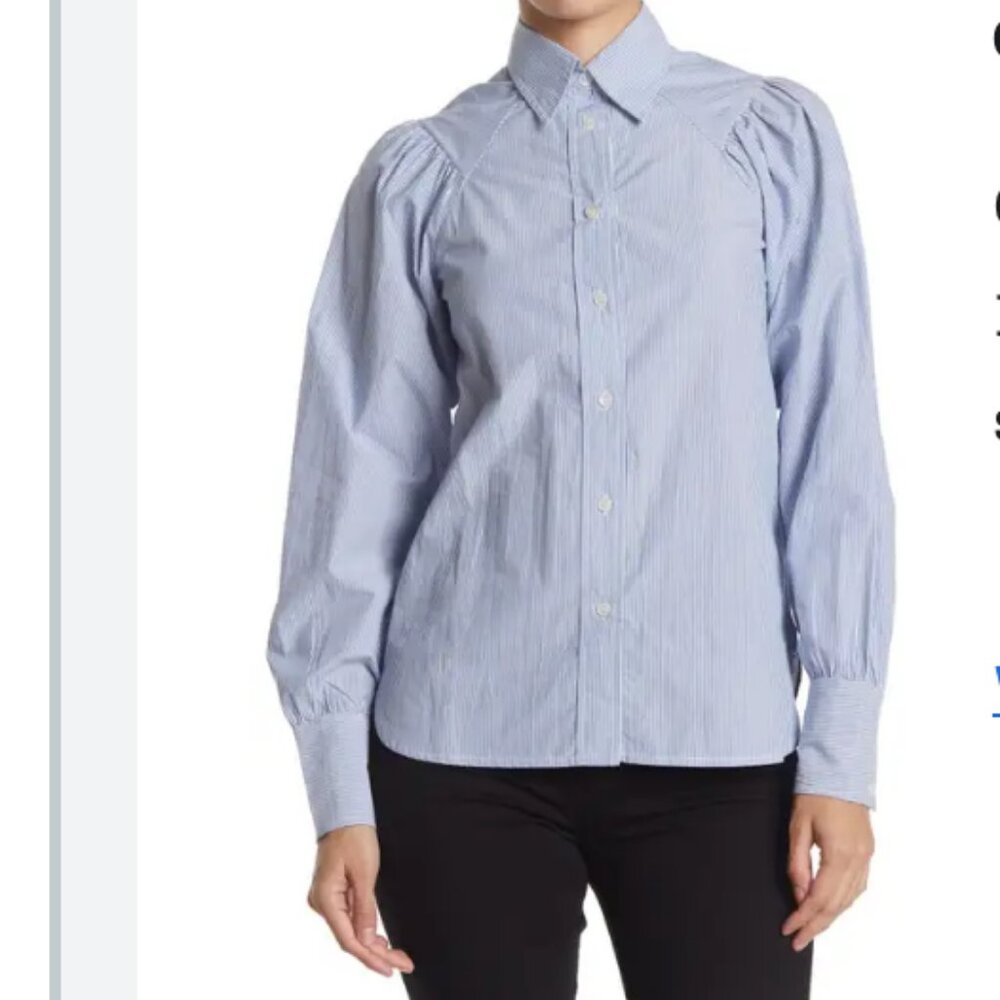 Ganni Puff Sleeve Striped Shirt